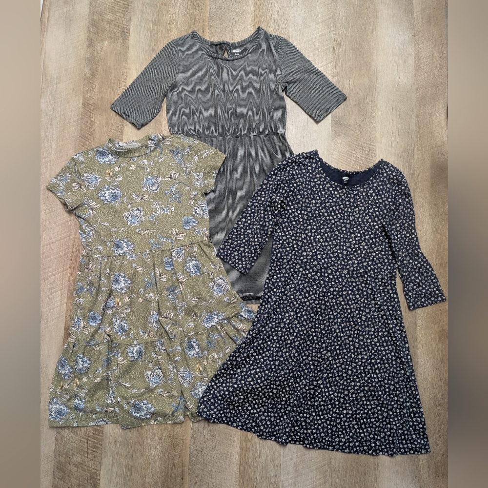 Bundle Of Stylish Kids Dresses Size 14 Gray, Green, and Blue